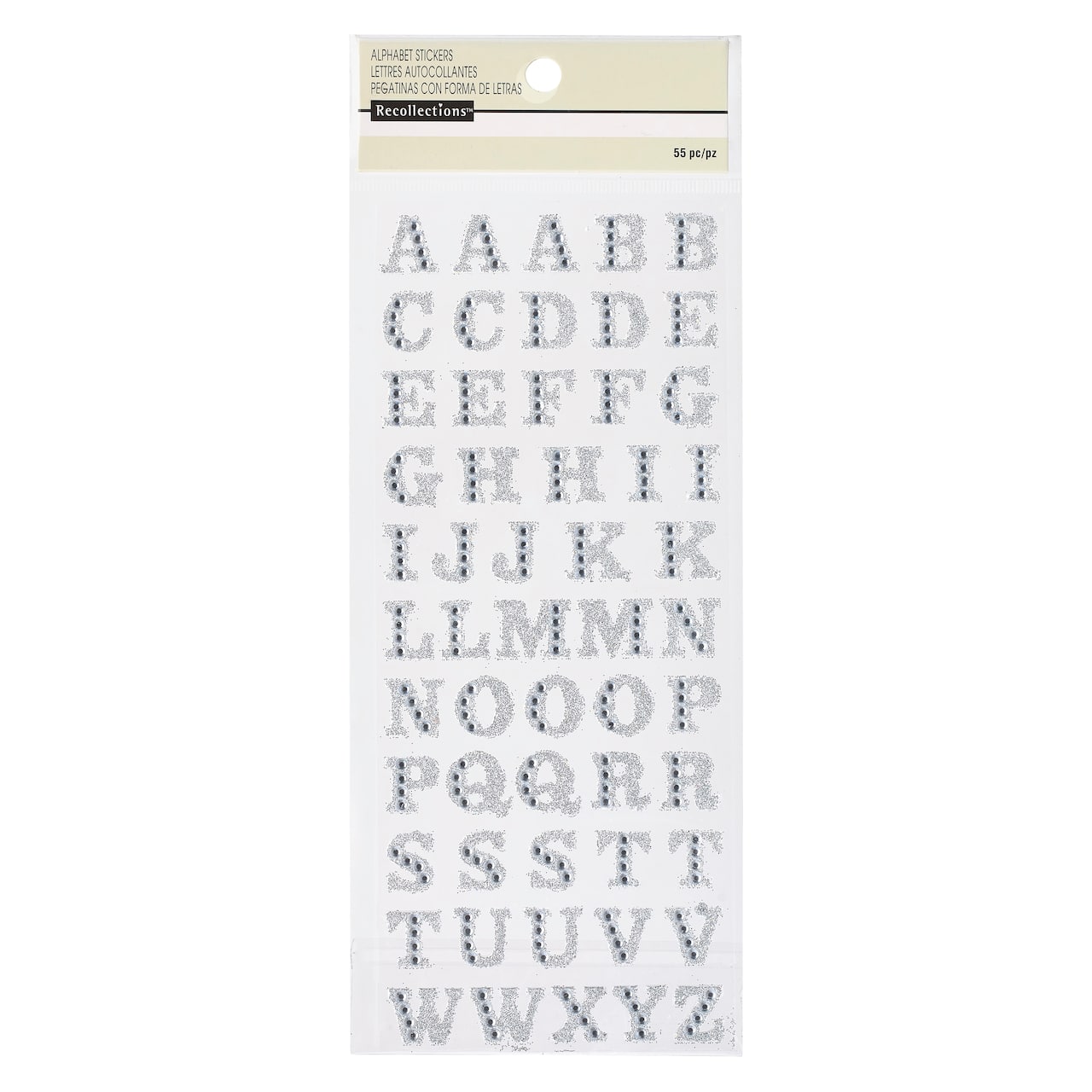 12 Packs: 55 ct. (660 total) Glitter Rhinestone Alphabet Stickers by  Recollections™